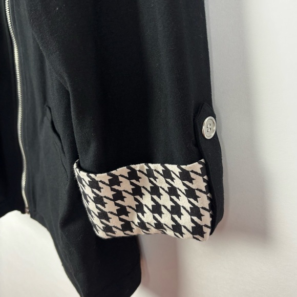 Weekend by Chico’s Jacket Women’s Size Large Zip Up Black Houndstooth - Picture 4 of 6